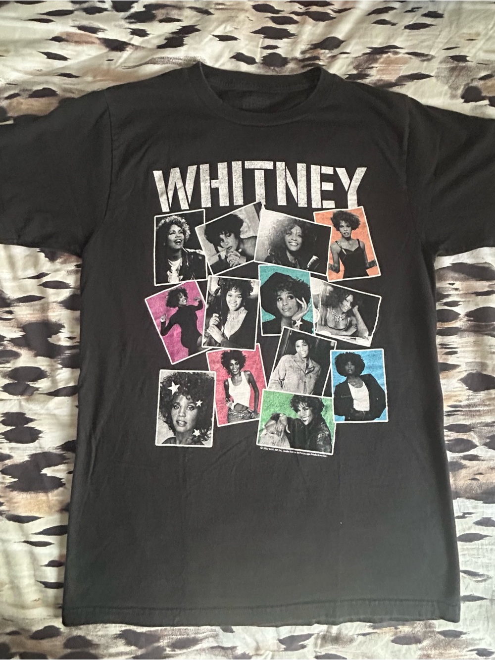 Whitney Houston Graphic Tee - Black with Multi-Color Photo Collage